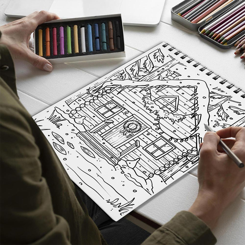 Netecom Christmas Scape Spiral Bound Coloring Book for Adults