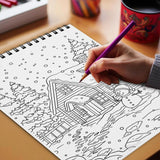 Netecom Christmas Scape Coloring Book Spiral Bound for Adults
