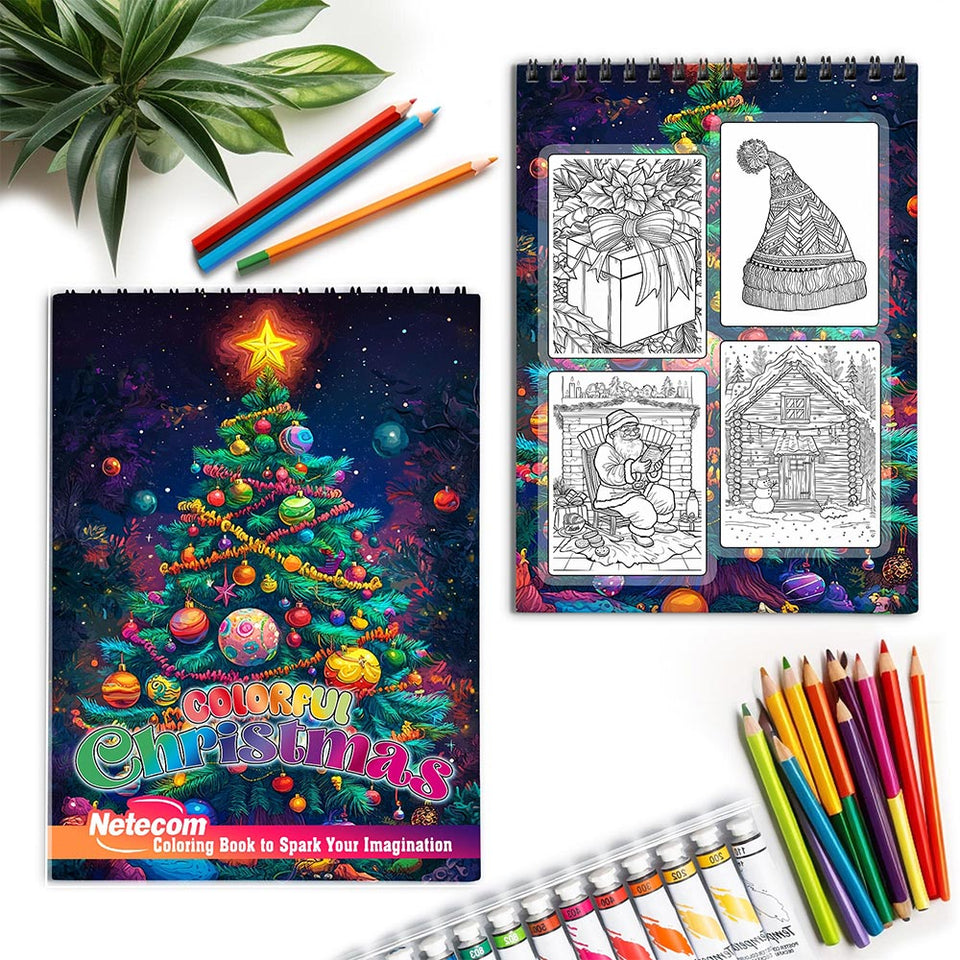 Netecom Colorful Christmas Spiral Coloring Book for Adult
