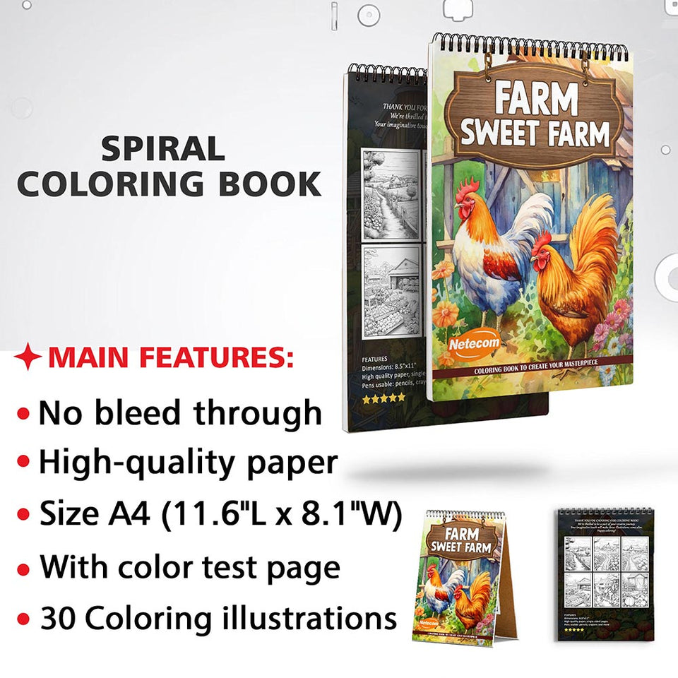 Netecom Farm Sweet Farm Coloring Sheets for Adults