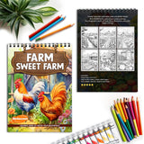 Netecom Farm Sweet Farm Spiral Coloring Book for Adults