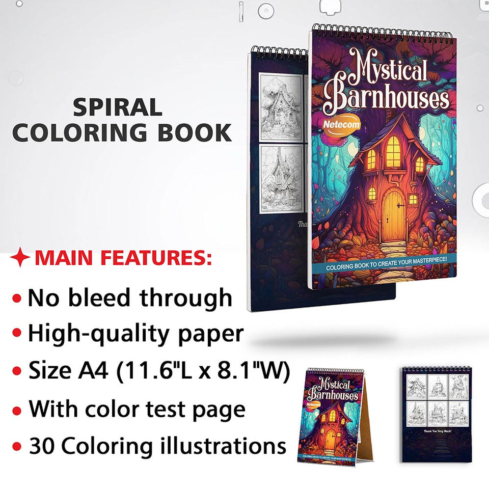 Netecom Mystical Barn houses Coloring Sheets for Adults