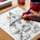 Netecom Mystical Barn houses Coloring Book Spiral Bound for Adults