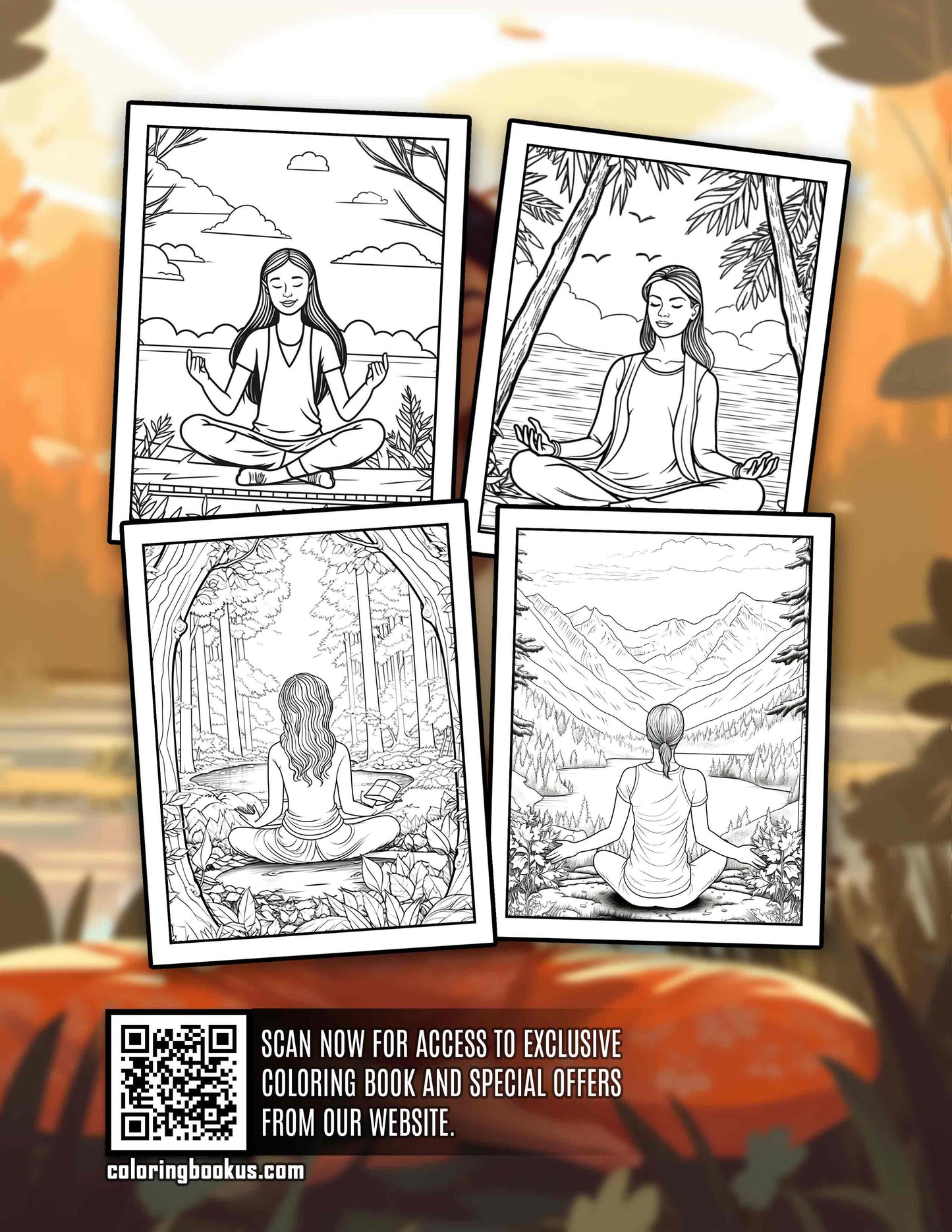 Outdoor Yoga 30 Pages Printable Coloring Book