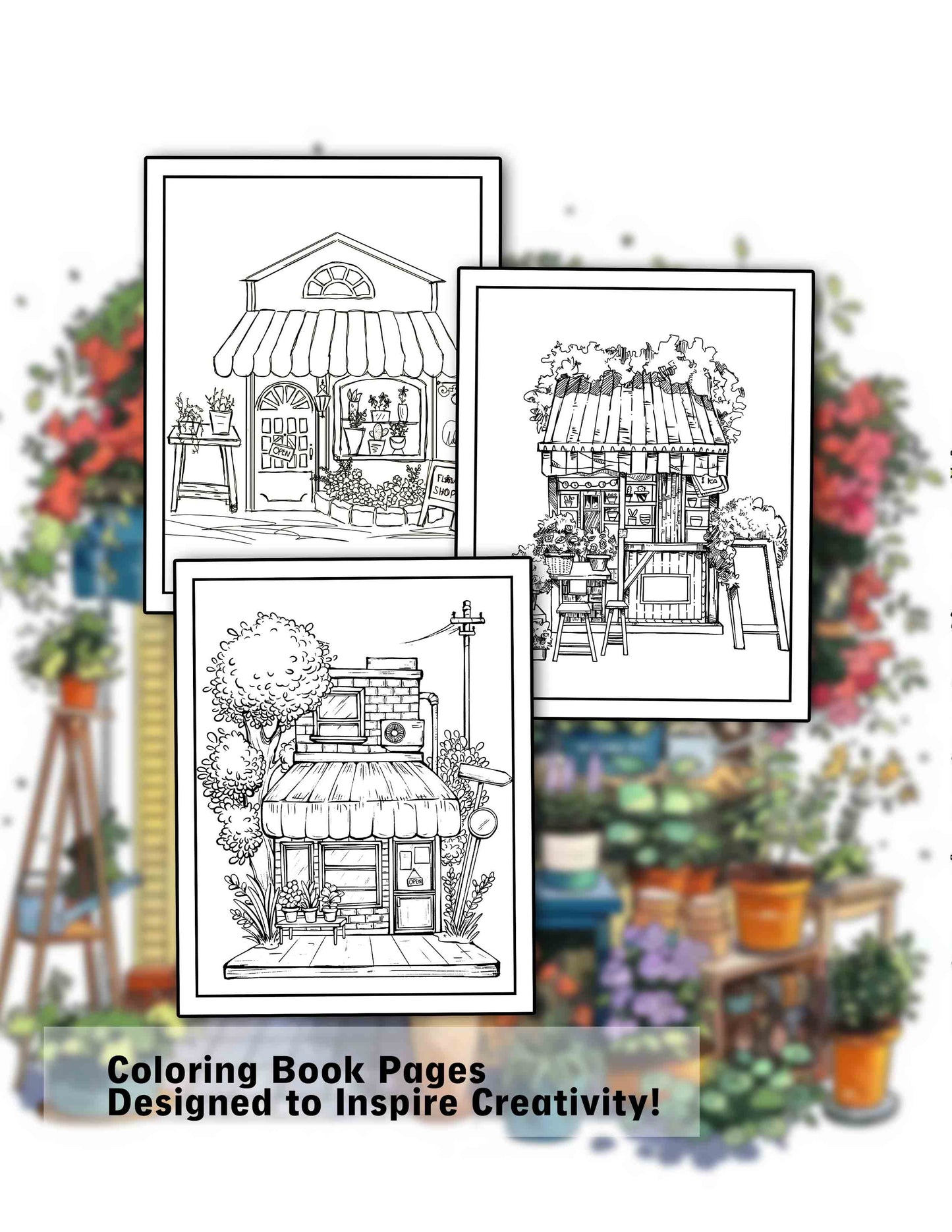 Relaxing Ghibli Store 30 Pages Printable Coloring Book