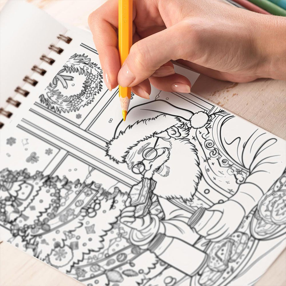 TPLHOUSE Home for the Christmas Coloring Book Spiral Bound for Adult