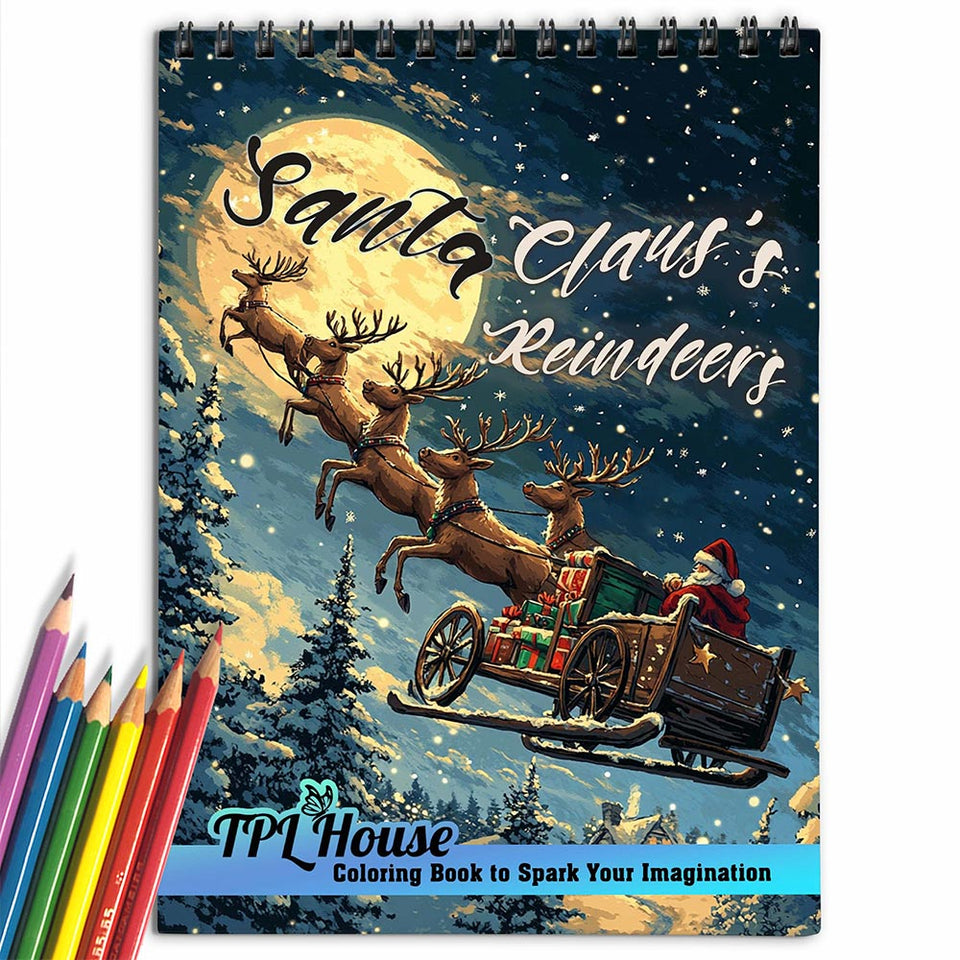 TPLHOUSE Santa Claus's Reindeer Coloring Book for Adults