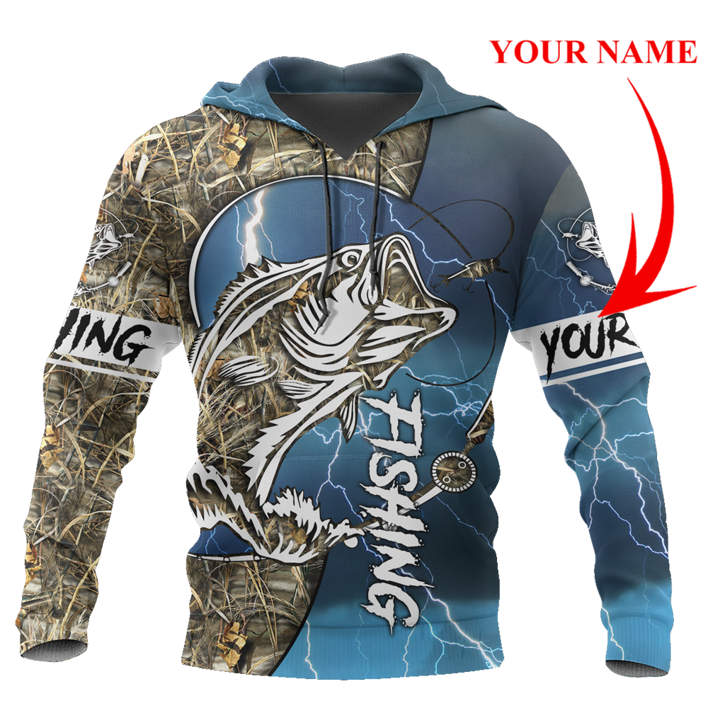 Fishing Gifts HC Bass Fishing Sport Blue All Over Printed Unisex Hoodie