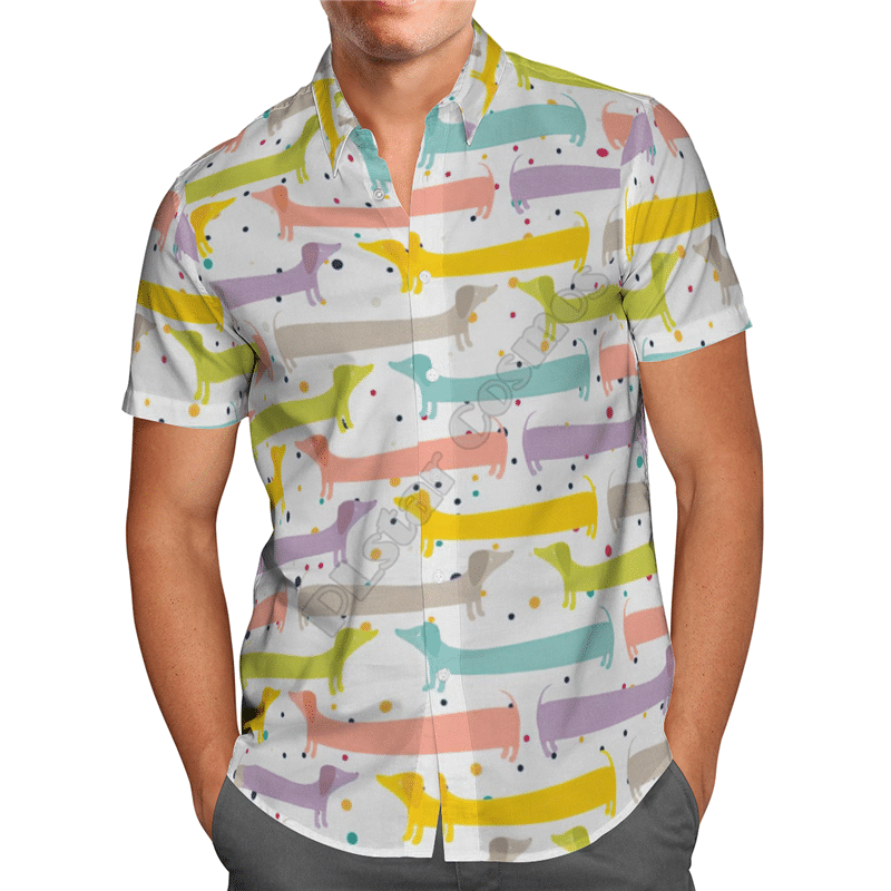 Funny Dachshund White Unique Design Unisex Hawaiian Shirt For Men And Women Dhc17064101