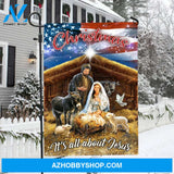 Birth of Jesus, Lamb of God, Farm animal, American flag, Christmas, It's all about Jesus - Jesus Flag