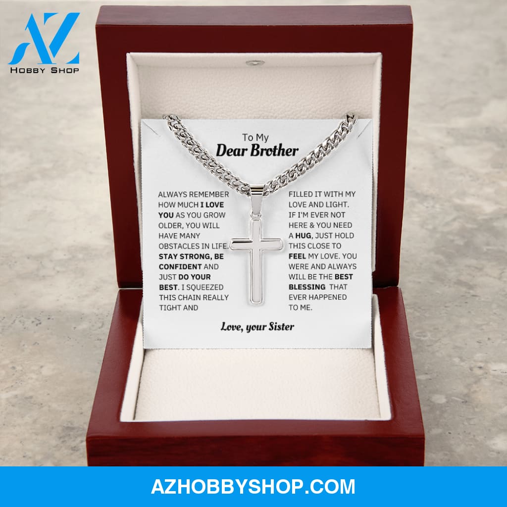 Brother - Blessing - Cross Cuban Link Chain