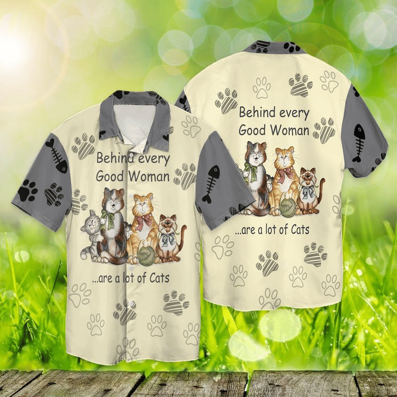 Cats Behind Every Good Woman Are A Lot Of Cats For Men And Women Graphic Print Short Sleeve
