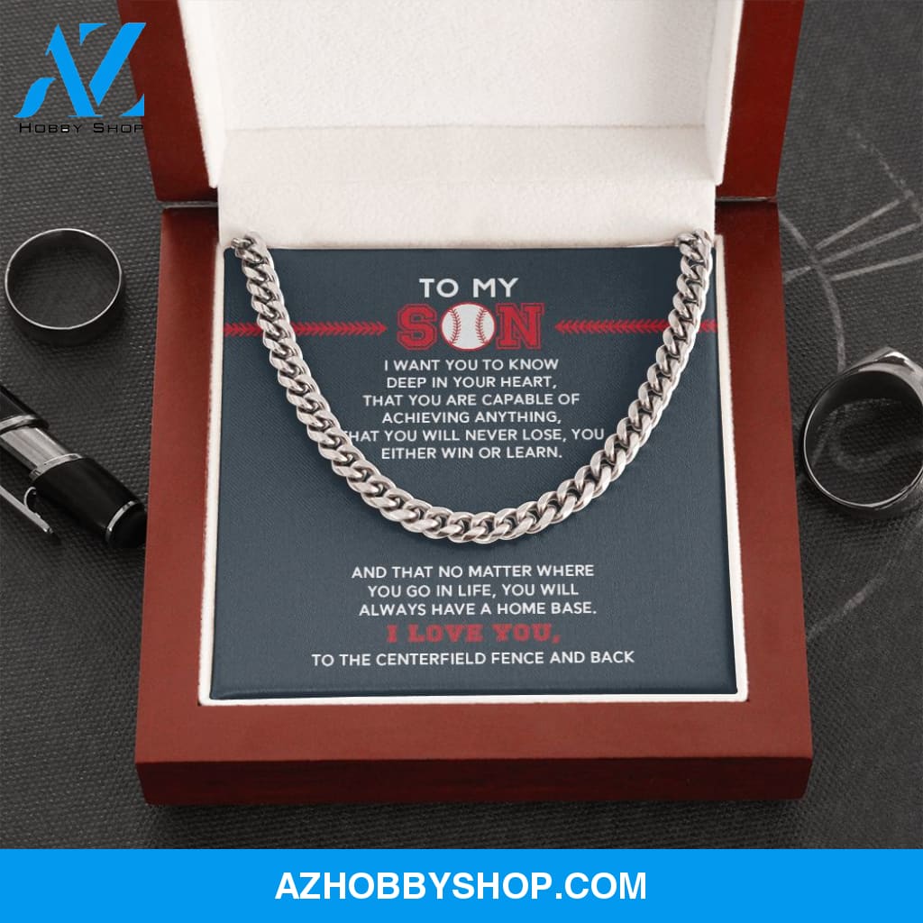 Cuban Link Necklace - To My Son, Achieve Anything, Home Base