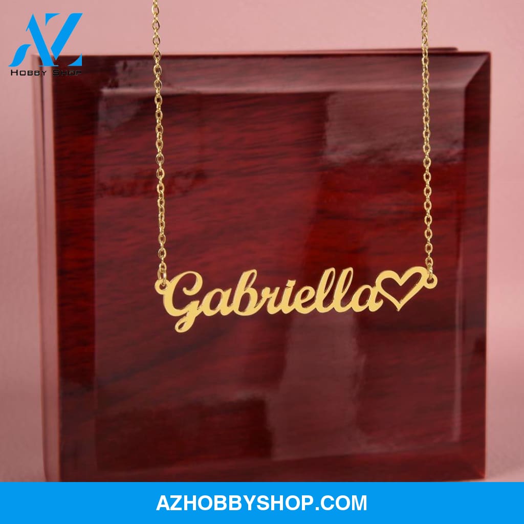 Custom Name Necklace With a Heart Silver and Gold