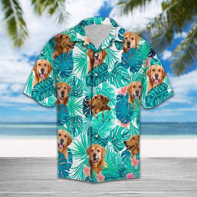 Golden Retriever Blue Unique Design Unisex Hawaiian Shirt For Men And Women Dhc17063991