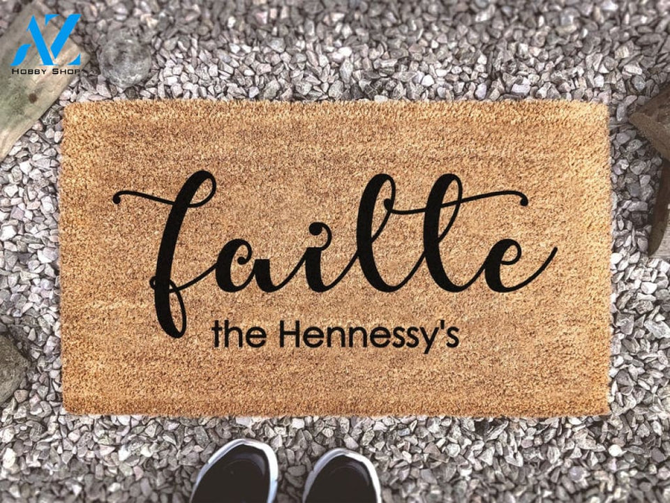 Fáilte Irish Welcome Customizable Doormat - Personalized Family Name - New Home Gift - Realtor Gift - Housewarming Gift