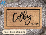 Family Surname Door Mat - Custom Doormat Personalized - Housewarming Doormat - New Home Decor - Closing Gift - New House