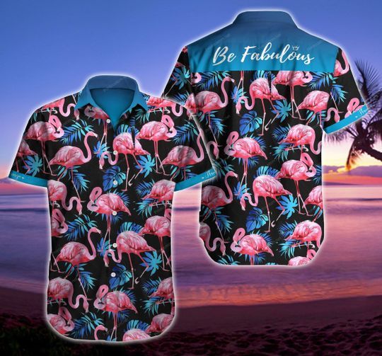 Flamingo Hawaiian Graphic Print Short Sleeve