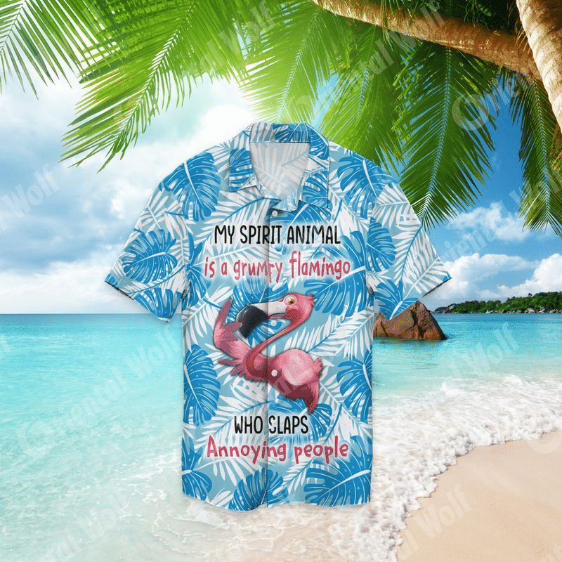 Flamingo My Spirit Animal Is A Grumpy Flamingo Who Slaps Annoying People For Men And Women Graphic Print Short Sleeve