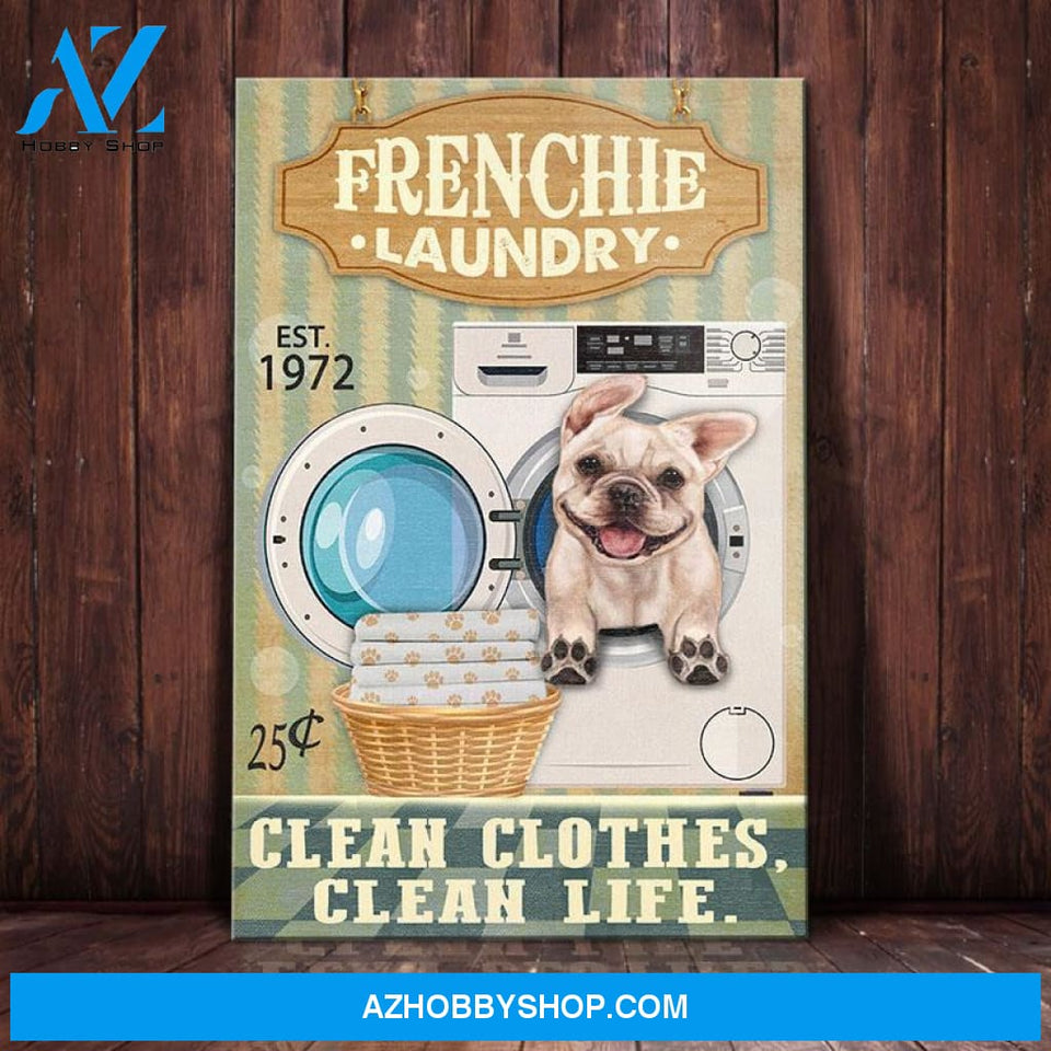 French Bulldog Laundry Company Canvas Wall Art, Wall Decor Visual Art