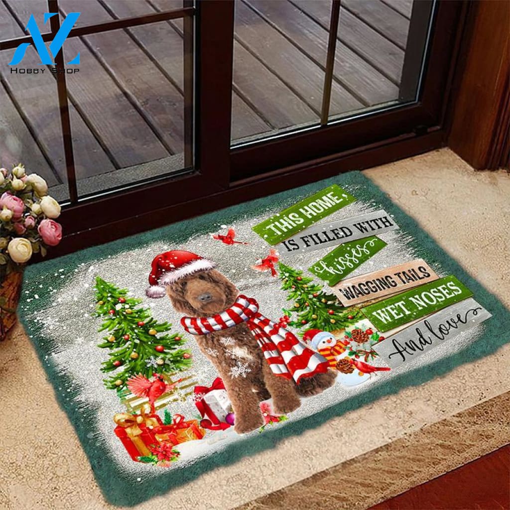 Goldendoodle This Home Is Filled With Kisses Christmas Dog Doormat