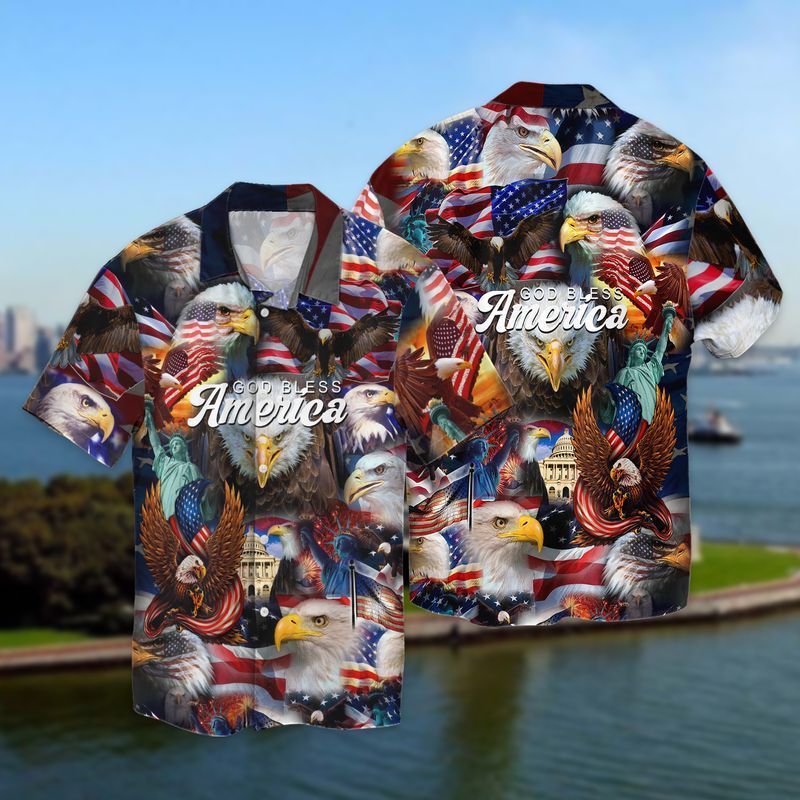 Happy 4th July Independence Day God Bless America Eagle For Men And Women Graphic Print Short Sleeve