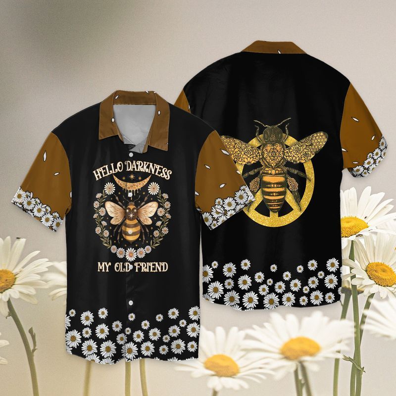 Hippie Peace Bee Hello Darkness My Old Friends For Men And Women Graphic Print Short Sleeve