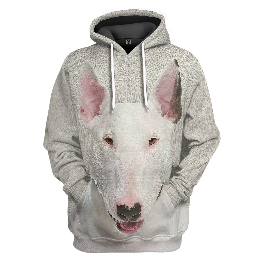 3D Bull Terrier Dog Front And Back All Over Print Unisex Hoodie For Dog Lovers
