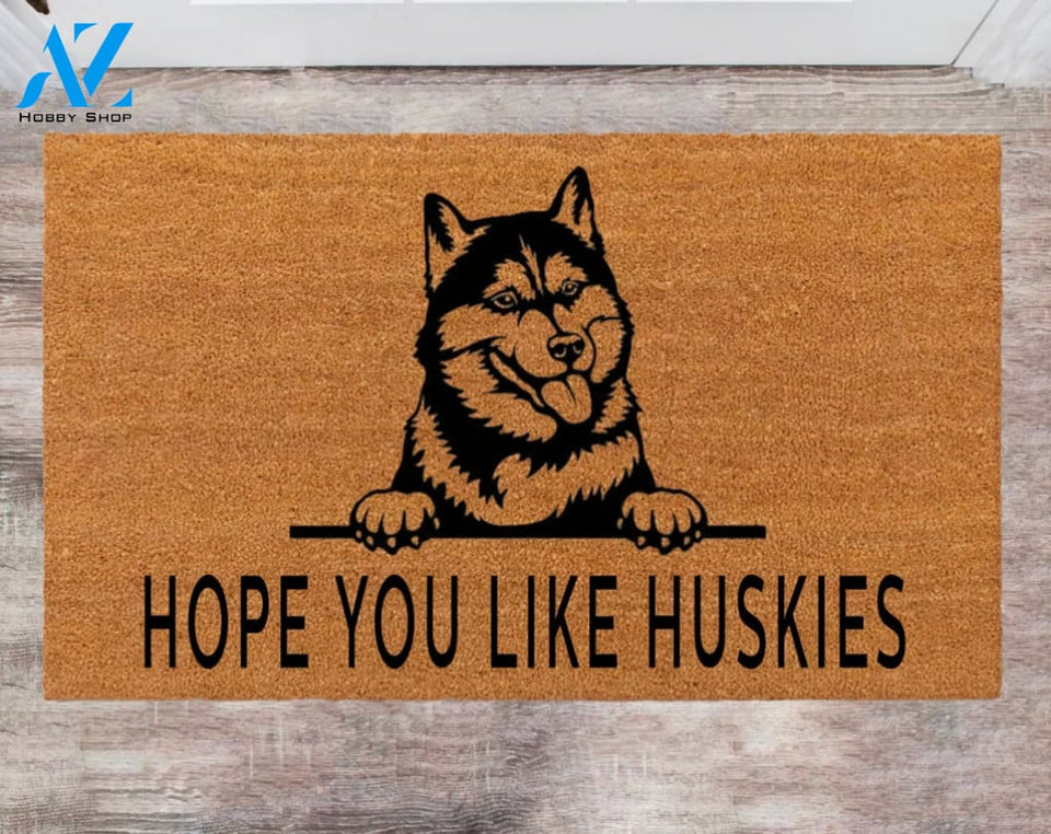 Hope You Like Huskies Dad Front Doormat Anniversary New Home Owner Family Name Rug Boy Friend Gift
