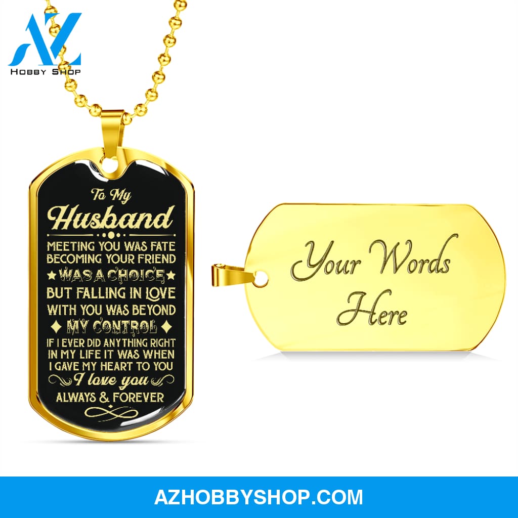 Husband - Gave My Heart - Military Necklace
