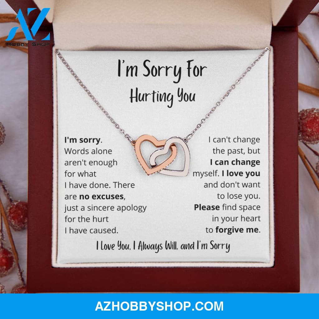 I'm Sorry - Words alone aren't enough - Interlocking Hearts Necklace