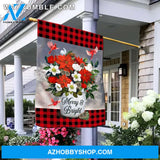 Jesus - Artificial flower and cardinal in flag - Merry and bright - Flag