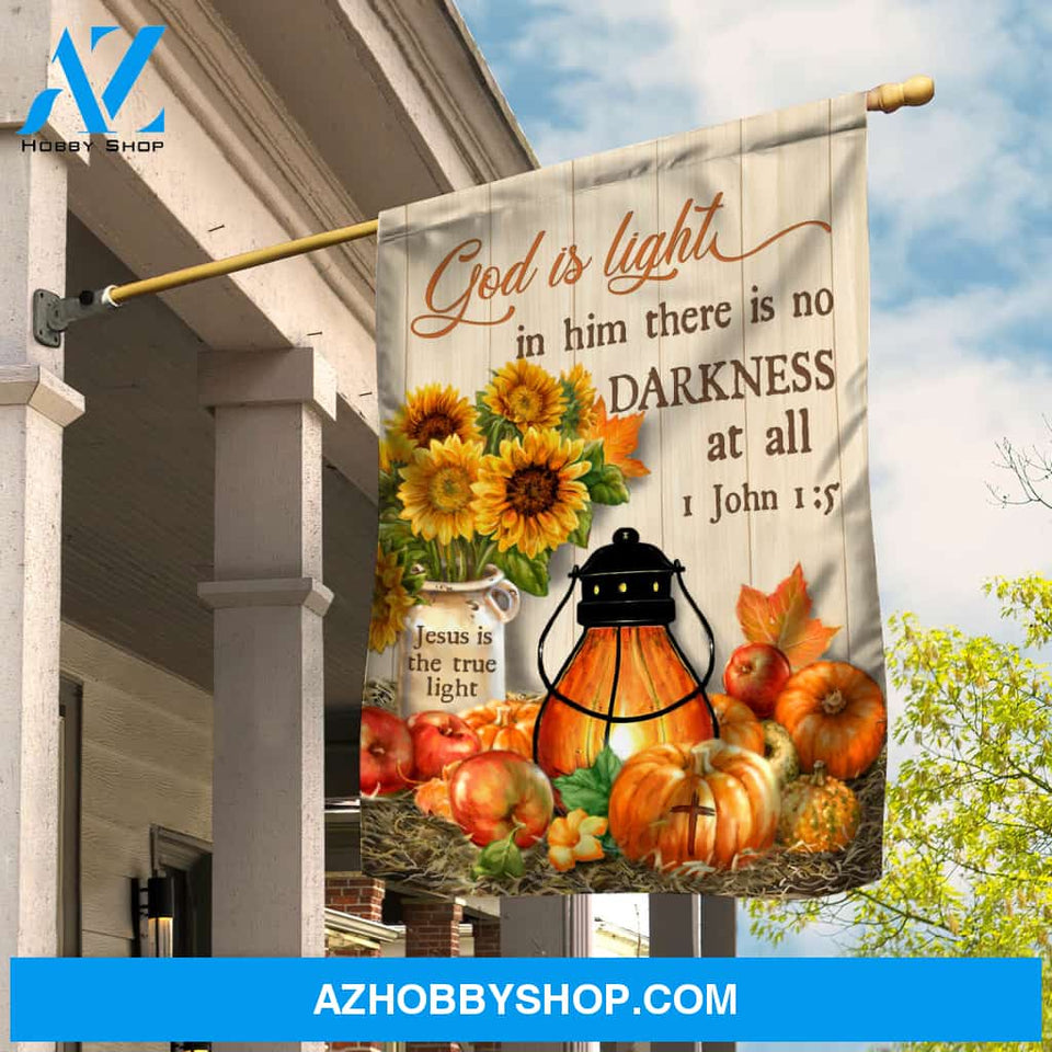Jesus - Pumpkins and sunflower - God is light in him there is no darkness at all - Flag