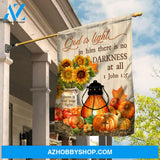 Jesus - Pumpkins and sunflower - God is light in him there is no darkness at all - Flag