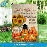 Jesus - Pumpkins and sunflower - God is light in him there is no darkness at all - Flag