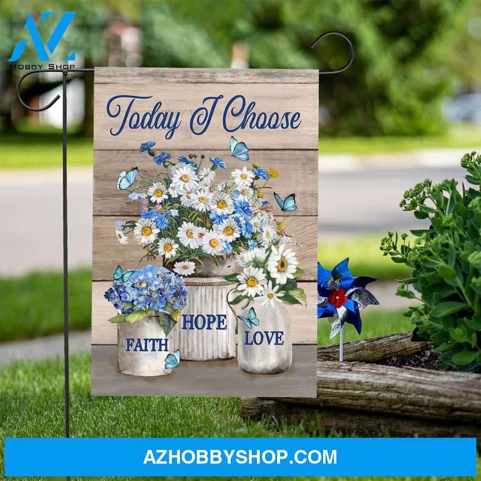 Jesus - White flower in vase with butterfly - Today I choose love - Flag