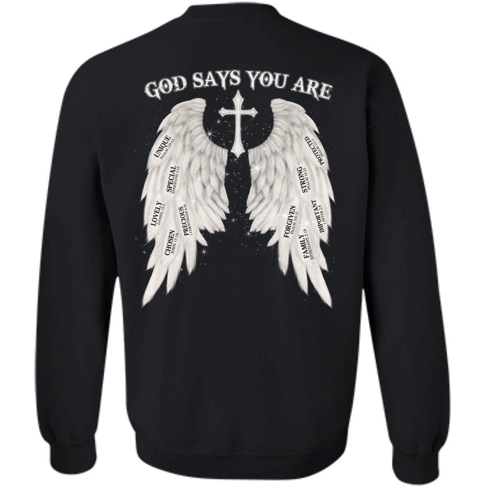Cross wing- God says you are - Jesus Back-printed Apparel