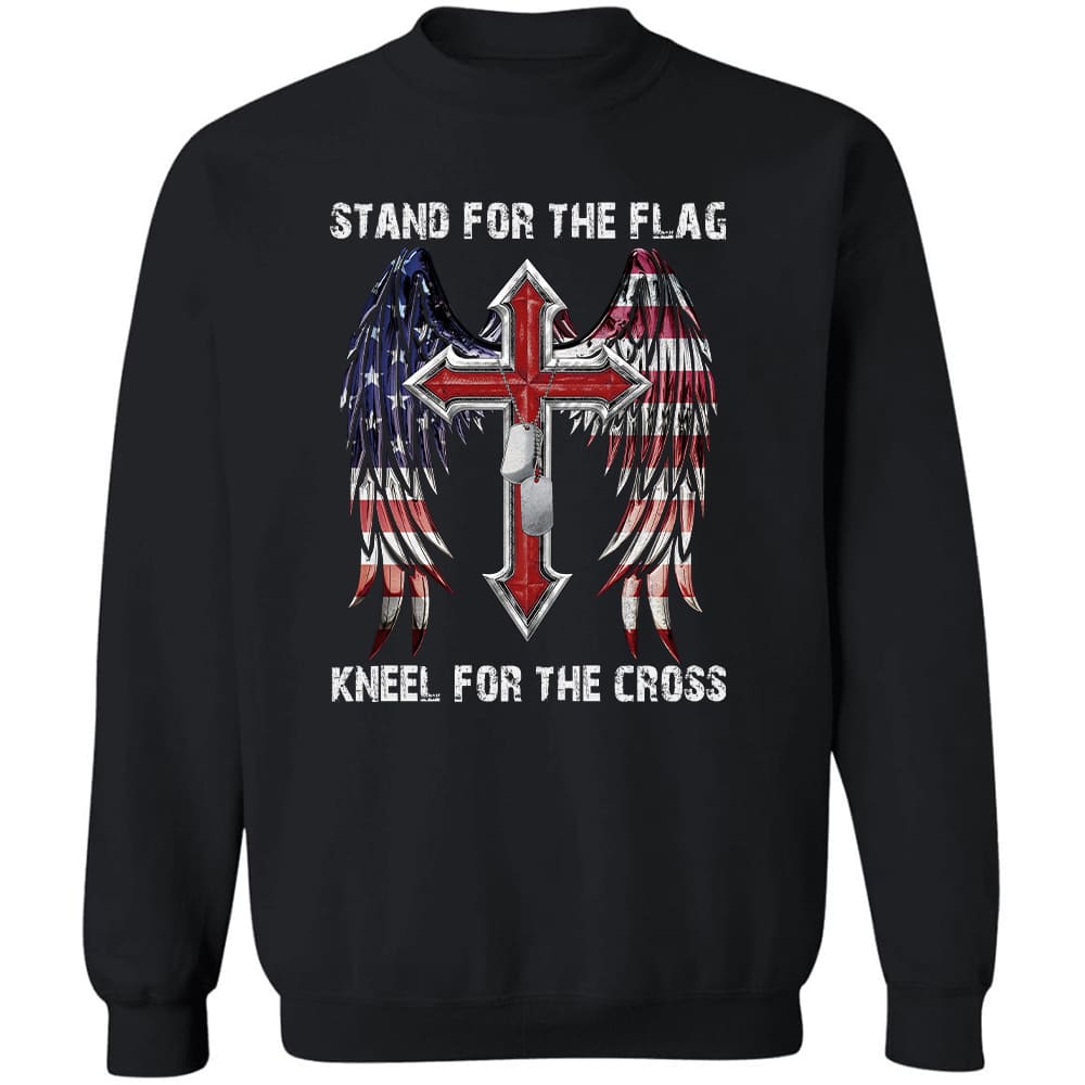 Jesus - Cross with U.S flag wing - Stand for the flag, kneel for the cross - Apparel