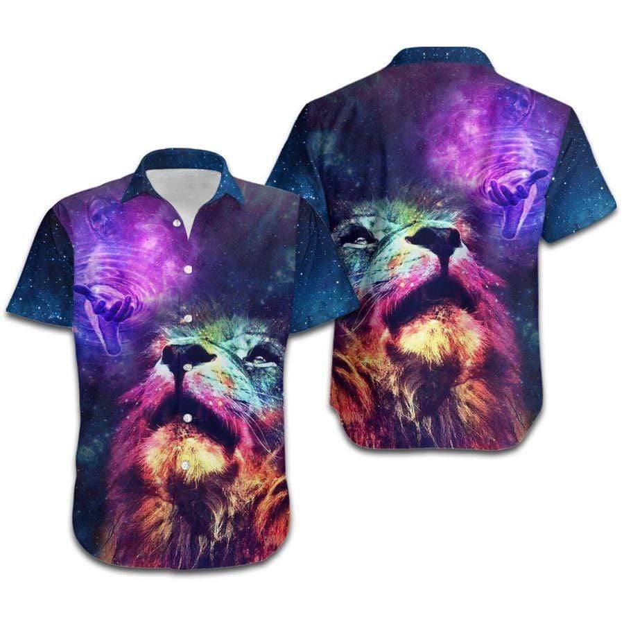 Hawaiian Aloha Shirt Jesus Christ Lion Galaxy For Men Women