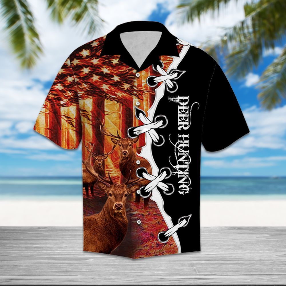 Hawaiian Shirt Deer Hunting Flag Forest For Women Men