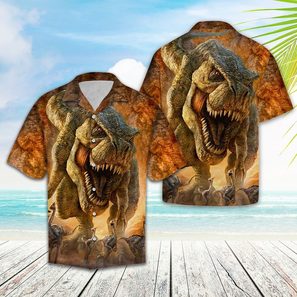 Hawaiian Shirt T-rex Hunting For Men Women
