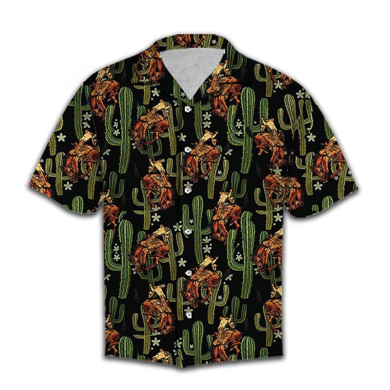 Hawaiian Shirt Women Men Cowboy Cactus