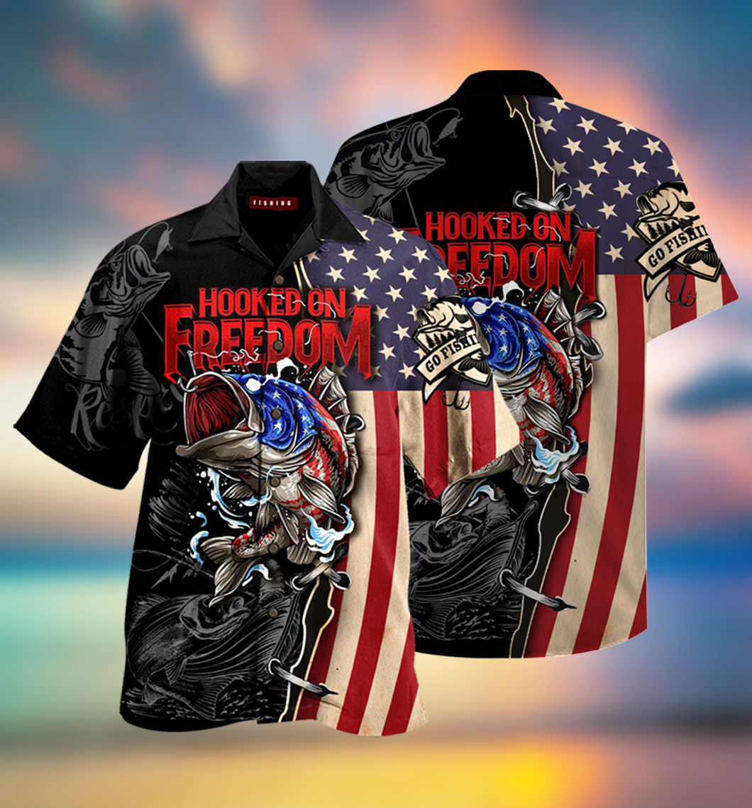 Hooked On Freedom Fishing Hawaiian Shirt For Men Women