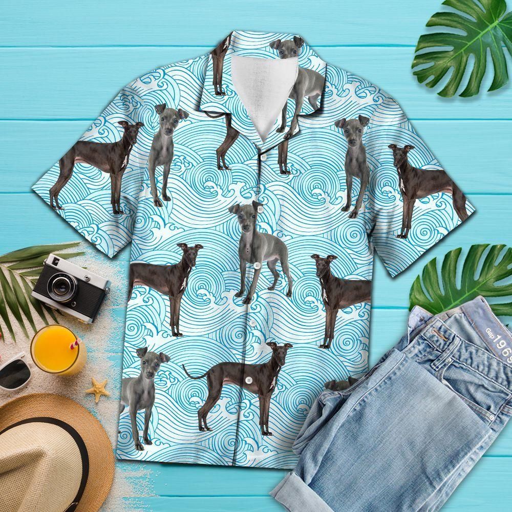Italian Greyhound Waves Blue Amazing Design Hawaiian Shirt For Men Women