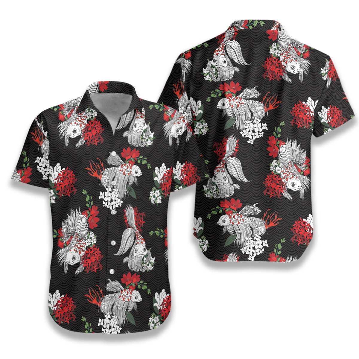 Koi Fish Flowers Hawaiian Shirt For Men Women