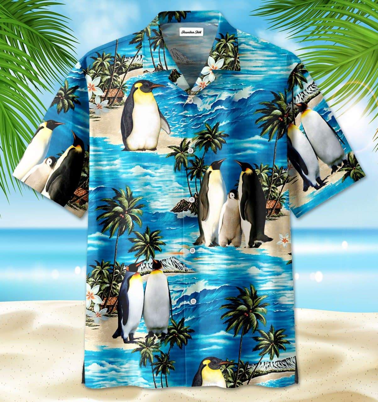 Penguin Family On Beach Hawaiian Shirt For Men Women