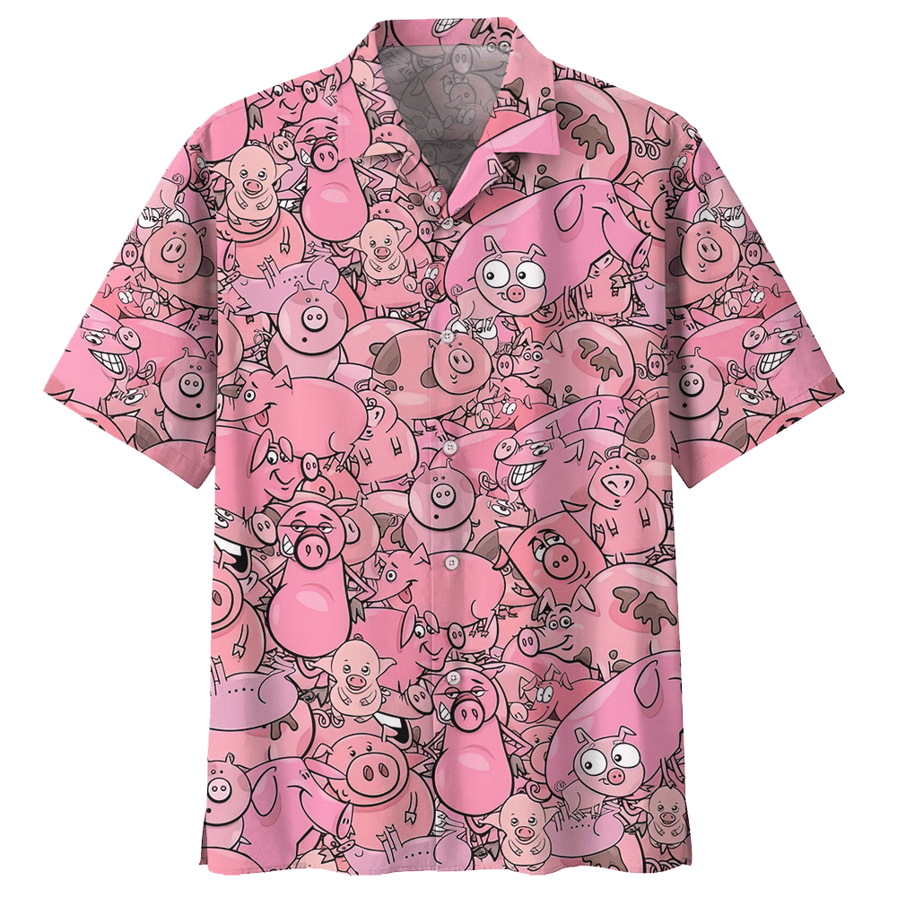 Pig Hawaiian Shirt Black For Men Women