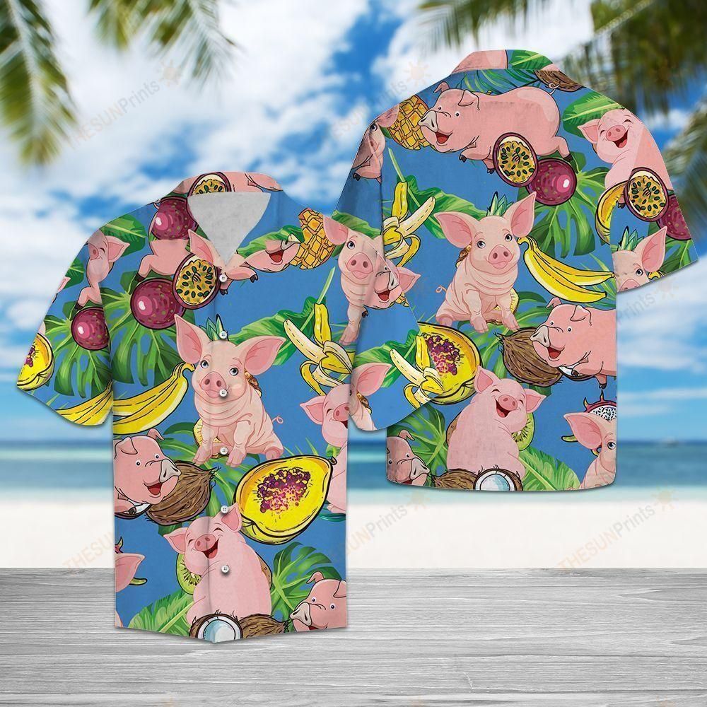 Pig Love Fruit Multicolor Nice Design Hawaiian Shirt For Men Women