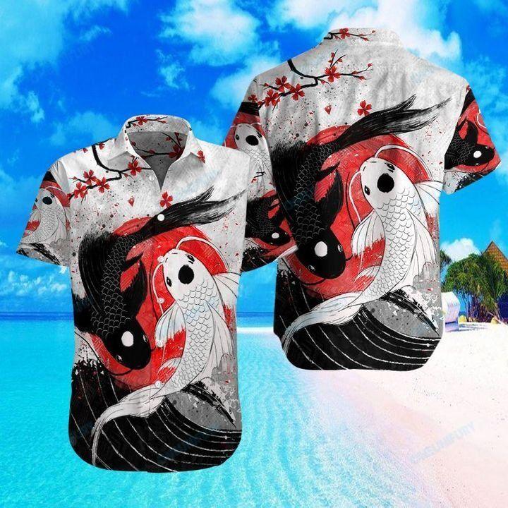 Samurai Yin Yang Koi Fish Hawaiian Shirt For Men Women