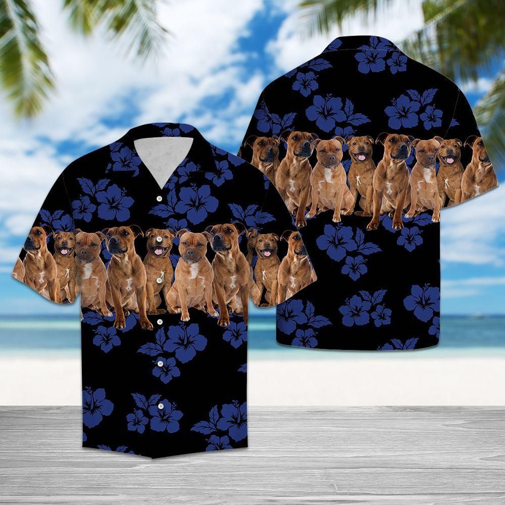 Staffordshire Bull Terrier Blue Nice Design Hawaiian Shirt